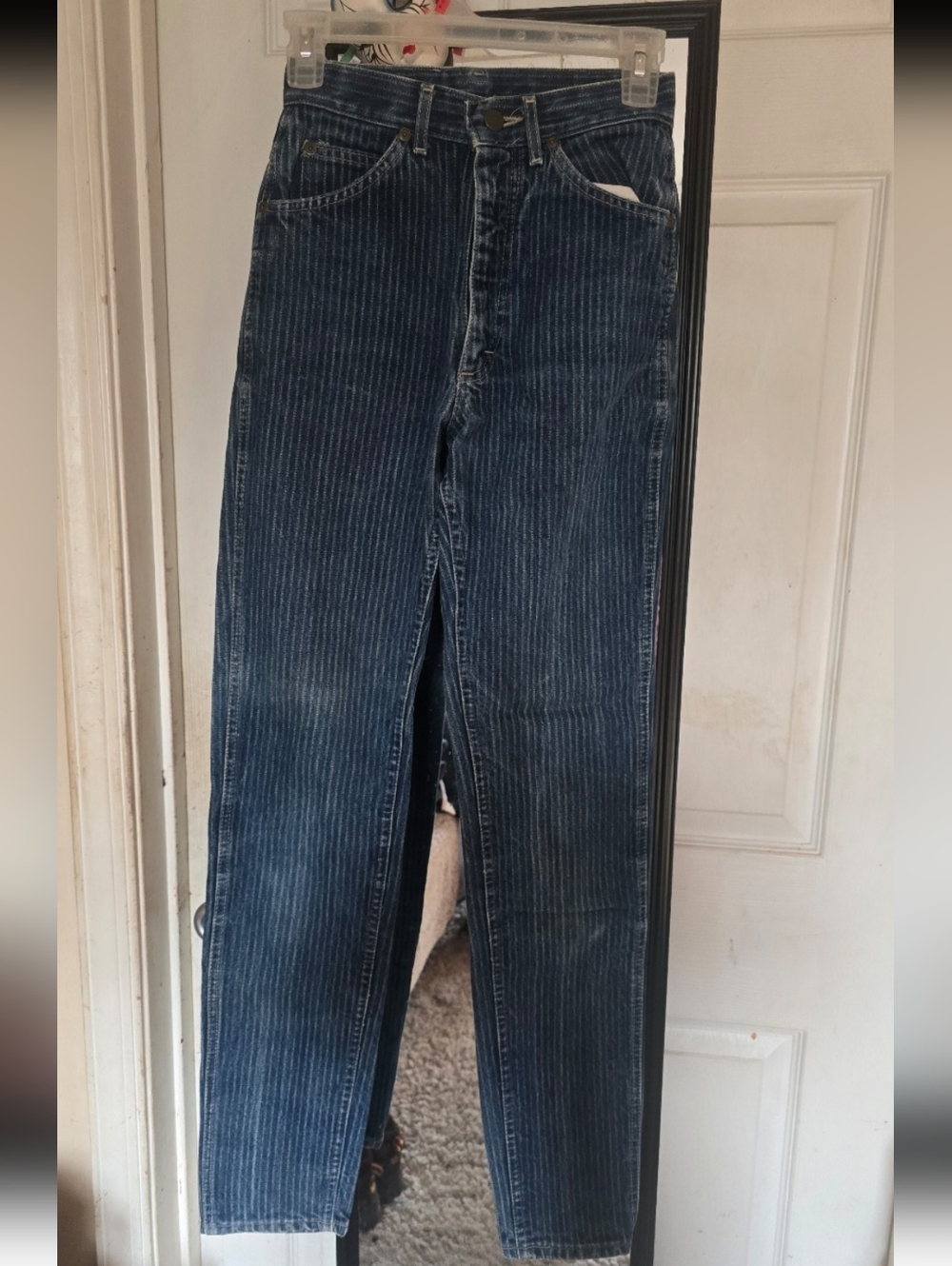 Beatiful Women’s VTG Mr. Lee Riders Pin Striped Prisoner Jeans Rare Hobo Union